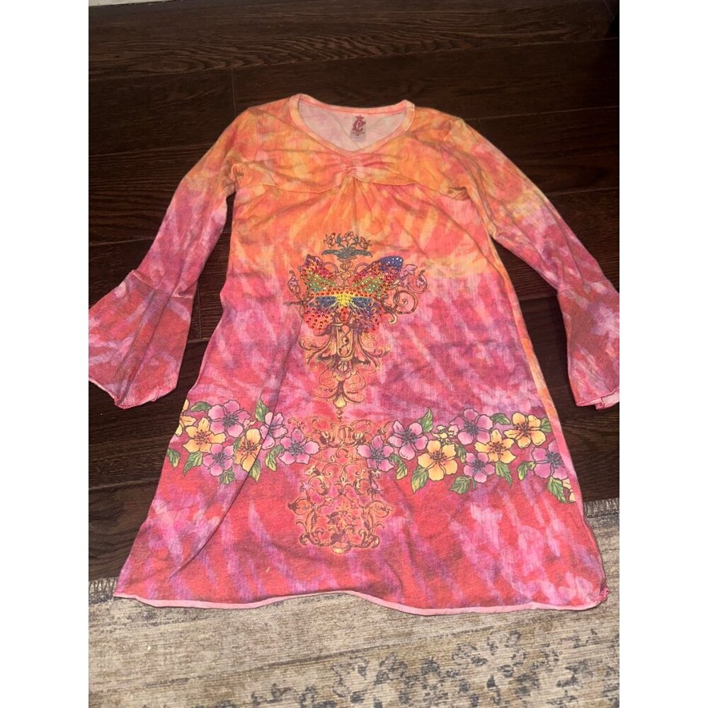 Oglebestante vintage Butterfly Tie-Dye  Dress